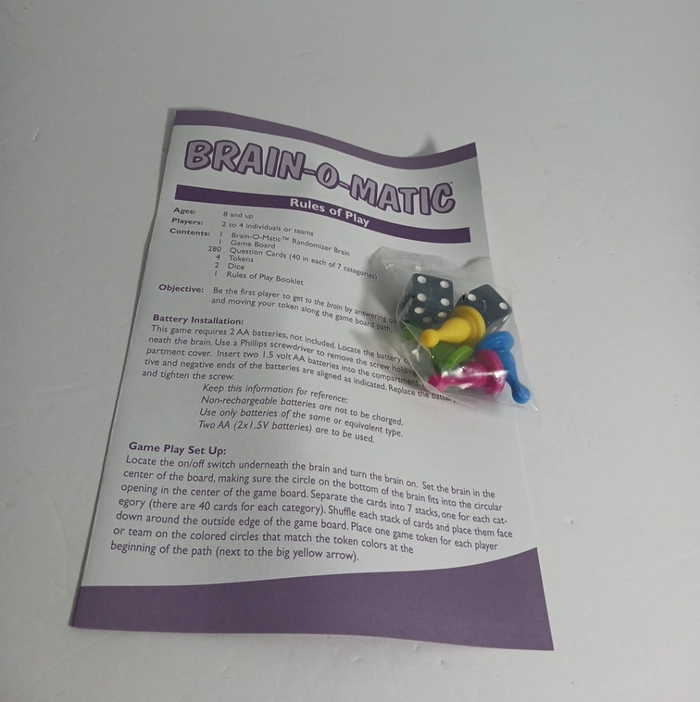 Brain-O-Matic Electronic Trivia Board Game Replacement Cards